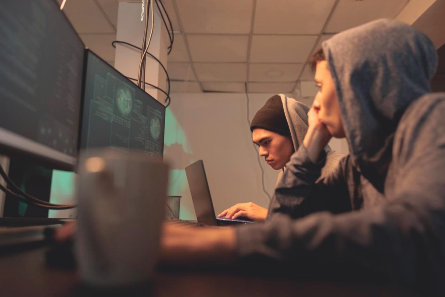 Program participants engaged in collaborative learning session with laptops and testing documentation